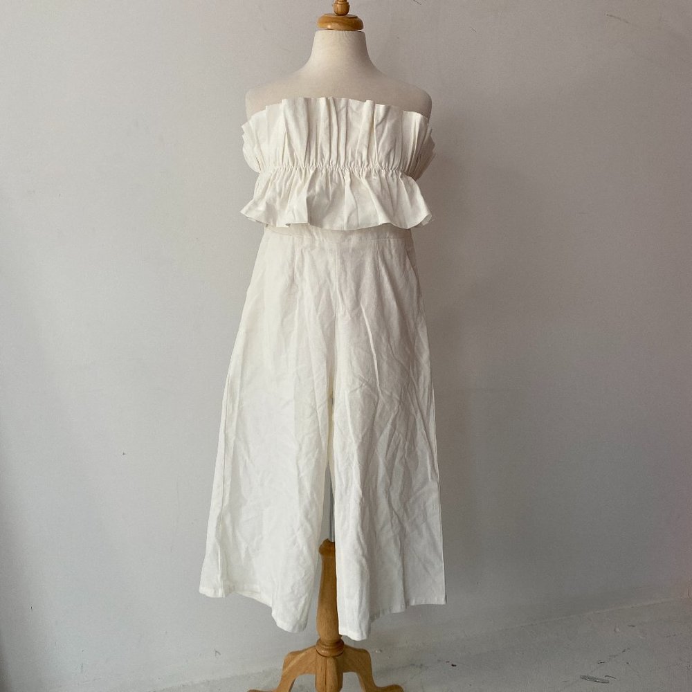 NWT Aura Strapless Jumpsuit in White, Size M